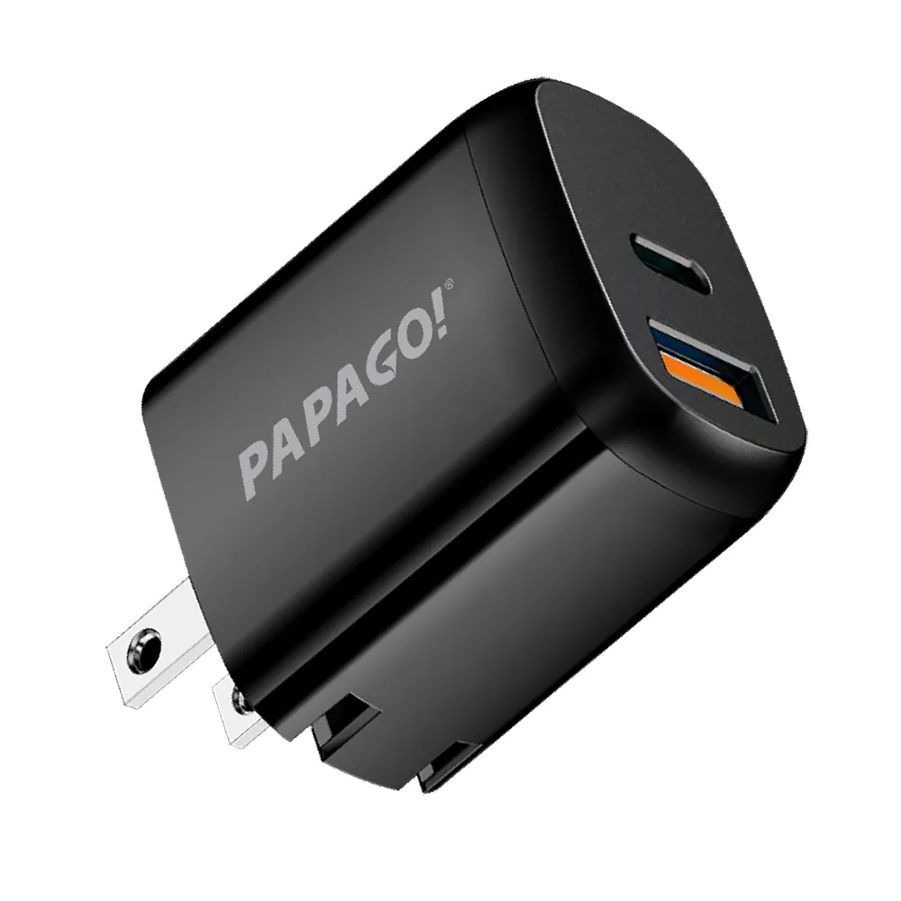 【PAPAGO!】PD 20W QC/PD 3.0 USB雙輸出快充電源供應器(-快)