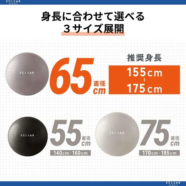 【ELECOM】ECLEAR 瑜珈抗力球(65cm)