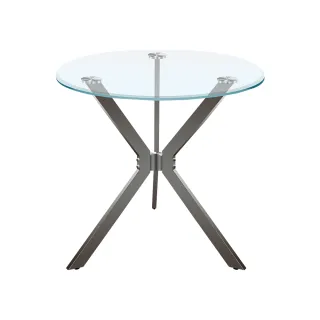 【BODEN】海肯2.6尺玻璃圓型餐桌/工業風洽談桌/休閒桌