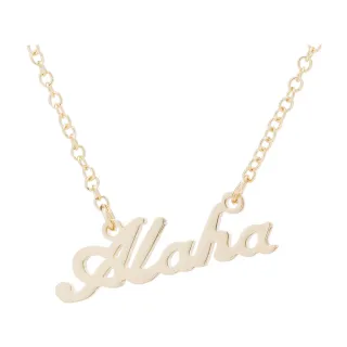 【VIA】白鋼項鍊 動物項鍊 Aloha項鍊/時尚系列 夏威夷Aloha招呼語造型白鋼項鍊(金色)