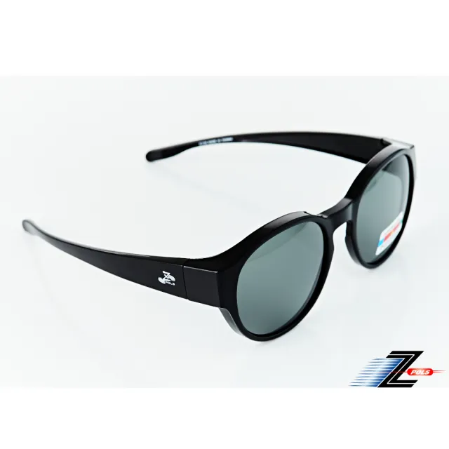 【Z-POLS】圓框輕量款復古設計 Polarized寶麗來偏光可包覆式設計太陽眼鏡(抗UV400 可包覆度數眼鏡設計)