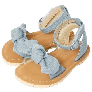 【Ann’S】水洗牛皮-兒童甜美扭結平底涼鞋(淺藍)