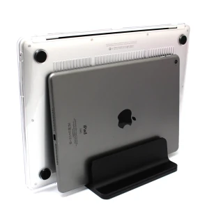 【tFriend】適用手機平板Macbook雙槽鋁合金支架 黑色(手機架/平板筆電架/Macbook架)