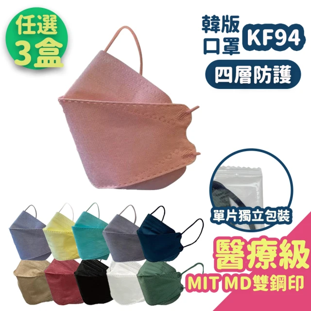 【丞威】KF94 醫用口罩3盒(10片/盒) 4層防護成人顏色任選(滿版 韓版 韓式 醫療級)