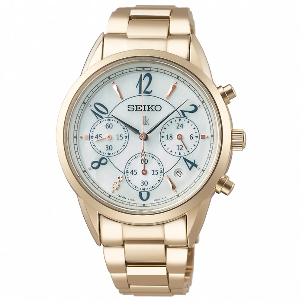 【SEIKO 精工】LUKIA 數字彩貝美鑽太陽能計時女錶/36.4mm雙11限定(V175-0EX0U SSC794J1)