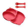 【JoyNa】學習餐具 矽膠分隔餐盤附湯匙餐具組 吸盤碗(3分隔.耐溫)