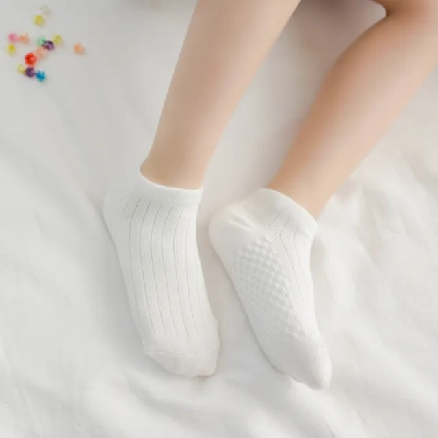 【橘魔法】（5雙一組）編織方格直條紋路短襪(白色襪子 純白學生襪 透氣短襪 學生襪 男童 女童 短襪 素色)