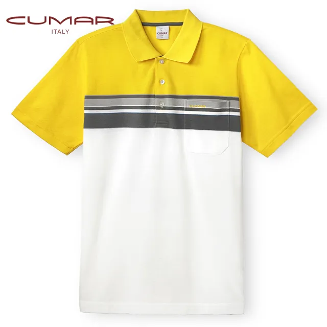 【CUMAR】男裝短袖羅紋領條紋POLO衫/178255(舒適親膚)