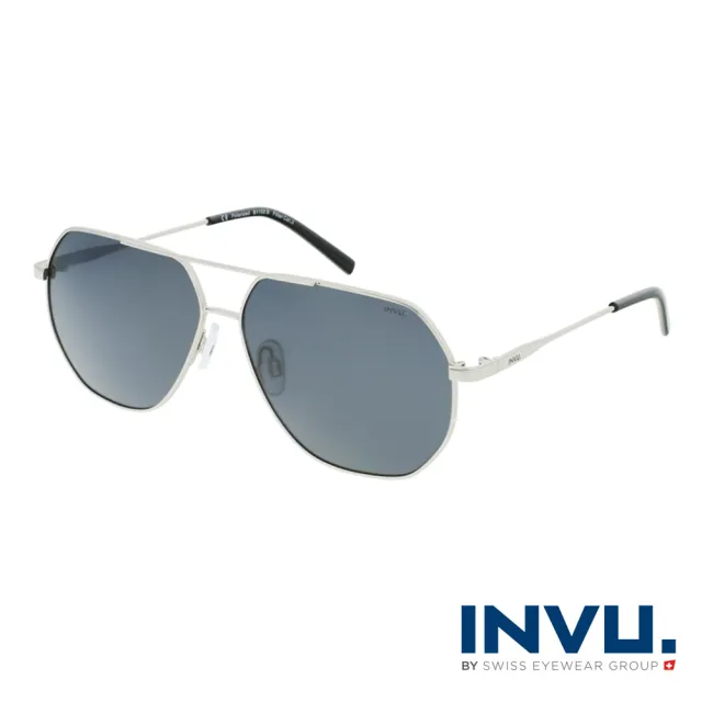 【INVU】瑞士輕巧飛行員偏光太陽眼鏡(銀 B1102B)