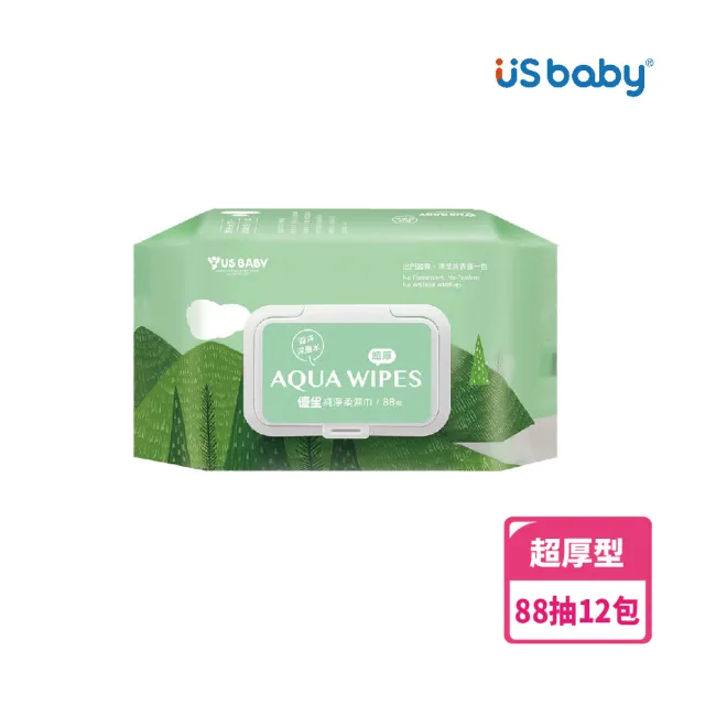 週期購【US BABY 優生】超厚型純淨柔濕巾88抽(12包)