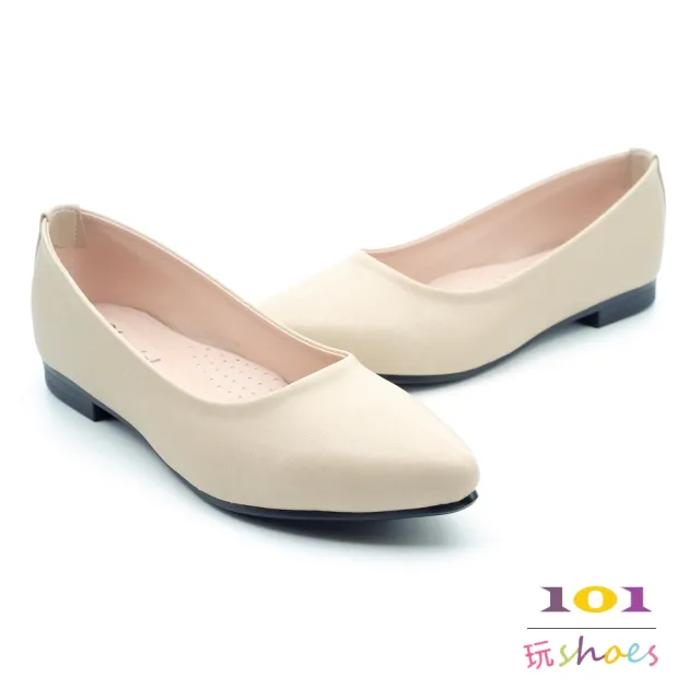 【101 玩Shoes】mit. 簡潔素面平底優雅美鞋(米/可可/墨綠.36-40碼)
