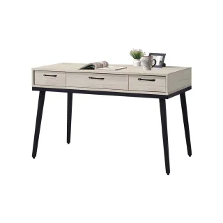 【柏蒂家居】伊萊恩4尺簡約白橡色書桌/工作桌
