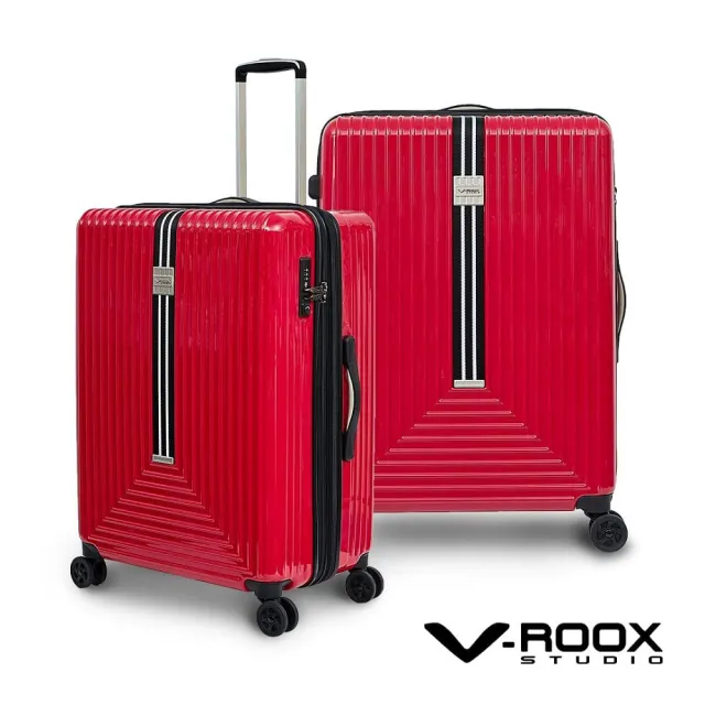 【V-ROOX STUDIO】FUN暑價 REM 26吋 復古直紋硬殼拉鏈可擴充行李箱(可擴充設計 3色可選)