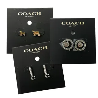 【COACH】經典 LOGO仿鑽針式耳環(多款選一)