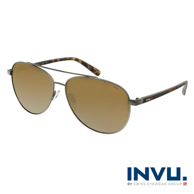【INVU】瑞士頂極簡約飛行員偏光太陽眼鏡(琥珀 B1123C)