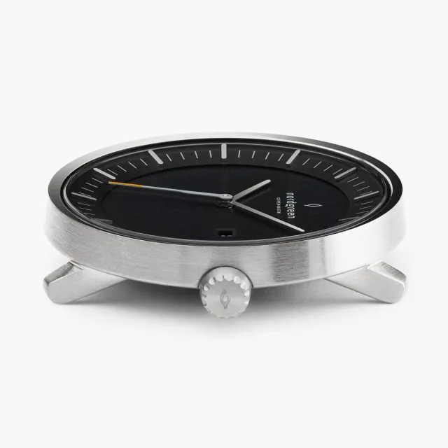 【Nordgreen】ND手錶 x Christopher 限量聯名款 月光銀殼×黑面 月光銀三珠精鋼錶帶(PH36SI3LSIBLCH)