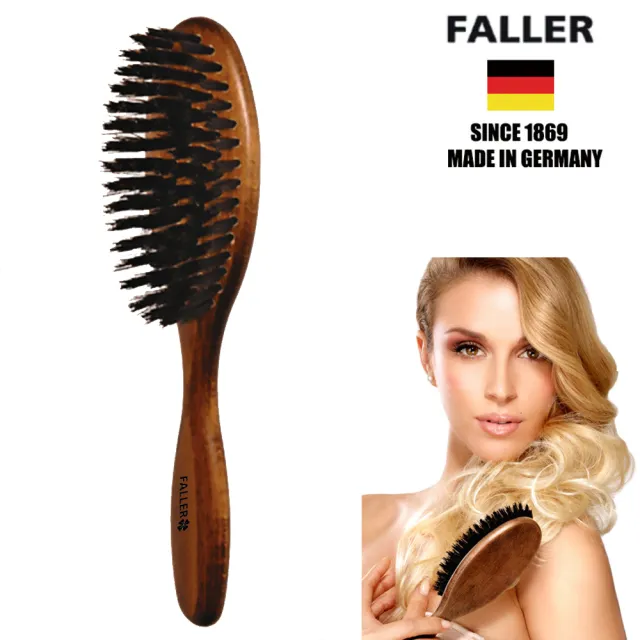 【FALLER 芙樂】德國製原木黑豚鬃美髮梳防靜電柔順直髮(豬鬃梳/梳頭按摩美容/10週年慶)