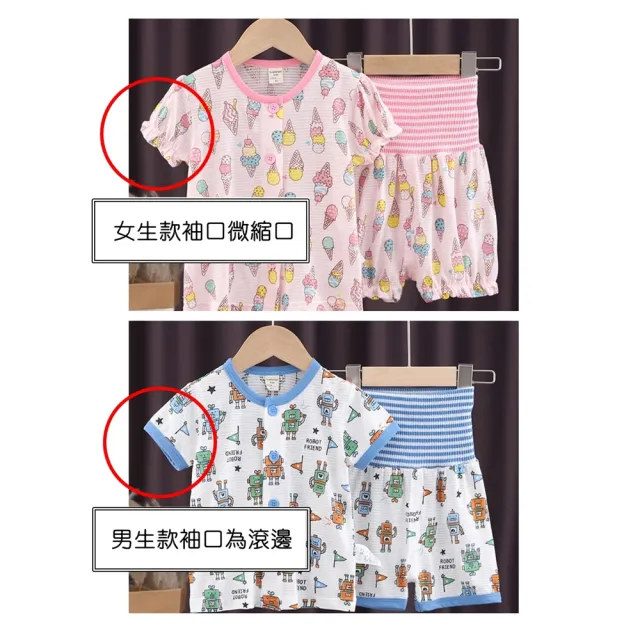 【橘魔法】滿印透氣竹節棉汗布+護肚短褲(居家服 睡衣 套裝 男童 女童 中性款 中童 護肚褲)