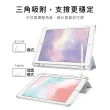 【BOJI 波吉】iPad Pro 11吋 2021 三折式內置筆槽可吸附筆透明氣囊保護軟殼 復古水彩 綠茵