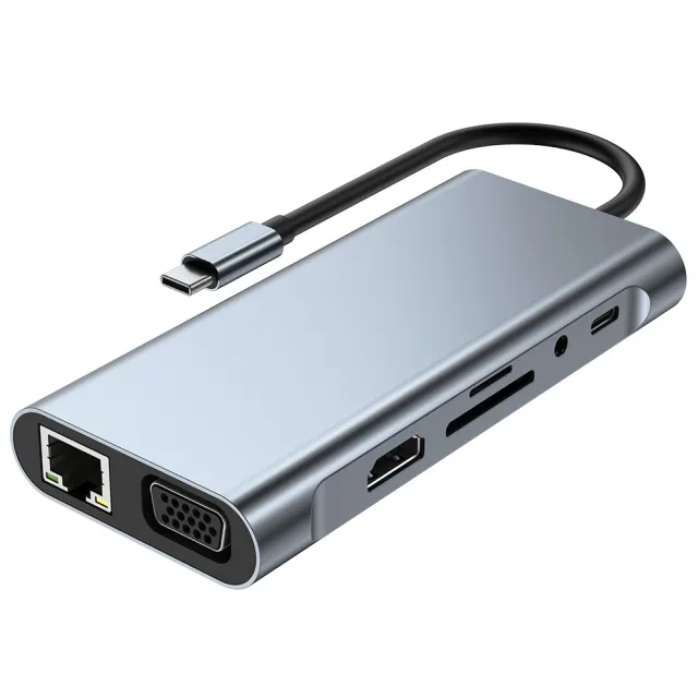 【ANTIAN】11合1 Type-C 多功能HUB轉接器 筆電轉接頭 傳輸擴充集線器(4K HDMI/USB3.0擴展塢/mac轉接頭)
