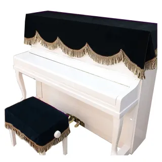 【美佳音樂】鋼琴罩/鋼琴蓋布 高級加厚金絲絨系列+單人椅罩-黑色(鋼琴罩/防塵罩)