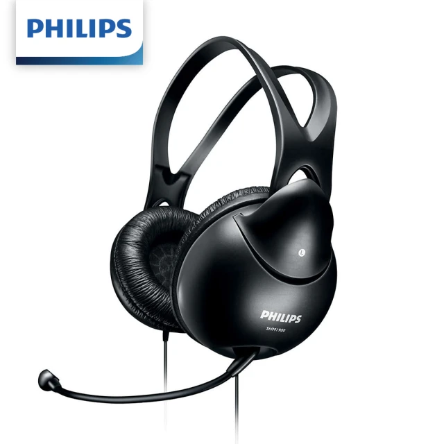 【Philips 飛利浦】SHM1900頭戴式電腦耳機麥克風(柔軟覆耳式耳墊/手機/平版/筆電)