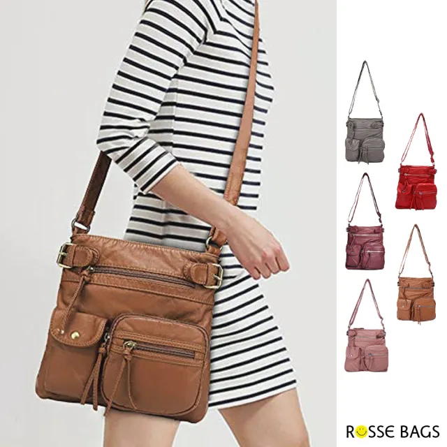 【Rosse Bags】時尚百搭防水包 皮革單肩斜背小方包(現+預 黑 / 紅 / 粉 / 卡其 / 酒