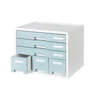 【SYSMAX】桌上型多工能收納櫃-薄荷藍(桌面整理/辦公收納/抽屜收納盒/文件櫃/收納盒)