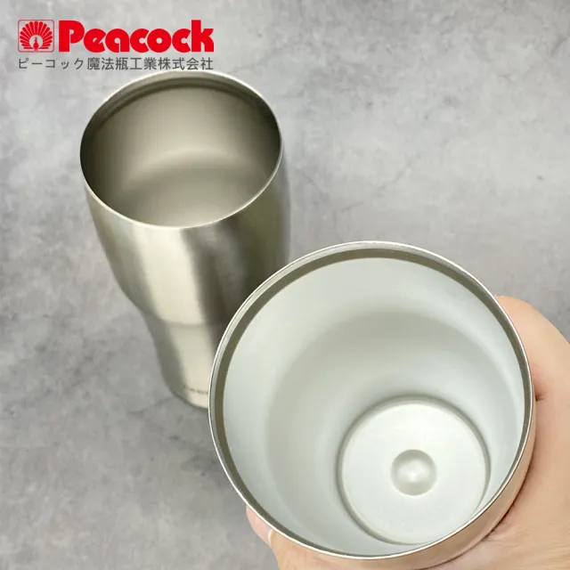 【Peacock 日本孔雀】真空斷熱不鏽鋼杯 啤酒杯 冰沙杯 冰壩杯 保冷保溫杯 440ML-原鋼色(保溫瓶)