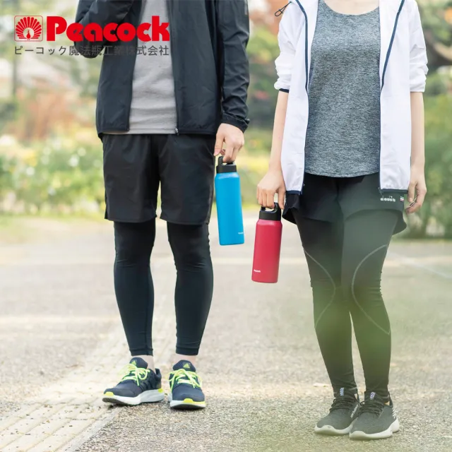 【Peacock 日本孔雀】運動酷跑316不鏽鋼 手提式 戶外專業保冷保溫杯800ML-消光天空藍(保溫瓶)