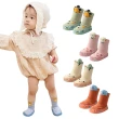 【JoyNa】3雙入-寶寶襪印花包邊點膠室內學步鞋(地板襪.防滑.皮底.學布鞋)