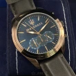 【MASERATI 瑪莎拉蒂】瑪莎拉蒂男女通用錶型號R8871612008(寶藍色錶面古銅色錶殼咖啡色真皮皮革錶帶款)