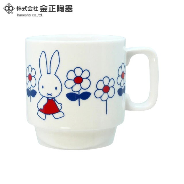 【Miffy 米飛】日本金正陶器 米菲兔hanahana陶瓷馬克杯(日本製 日本原裝進口瓷器)