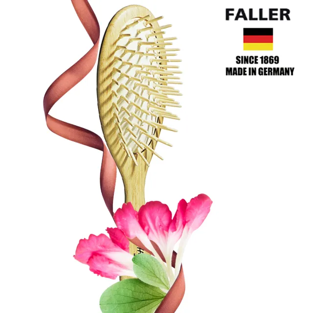 【FALLER 芙樂】德國製FSC橢圓櫸木氣墊好按摩木齒梳(氣墊好按摩梳/梳頭按摩美容/雙11)