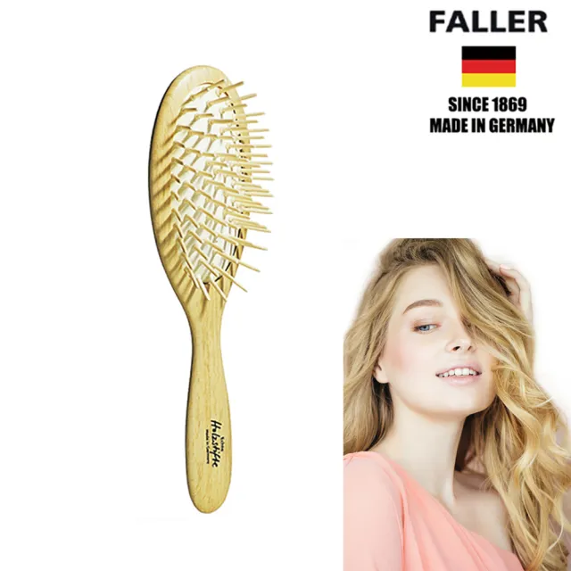 【FALLER 芙樂】德國製FSC橢圓櫸木氣墊好按摩木齒梳(氣墊好按摩梳/梳頭按摩美容/雙11)