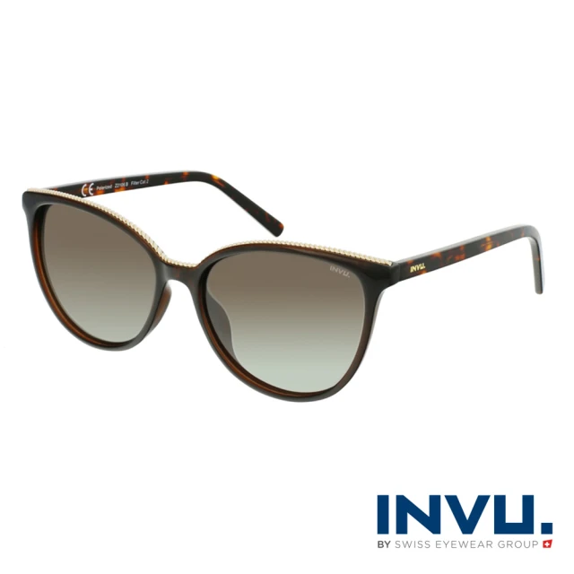 【INVU】來自瑞士金飾貓眼偏光太陽眼鏡(琥珀 Z2106B)