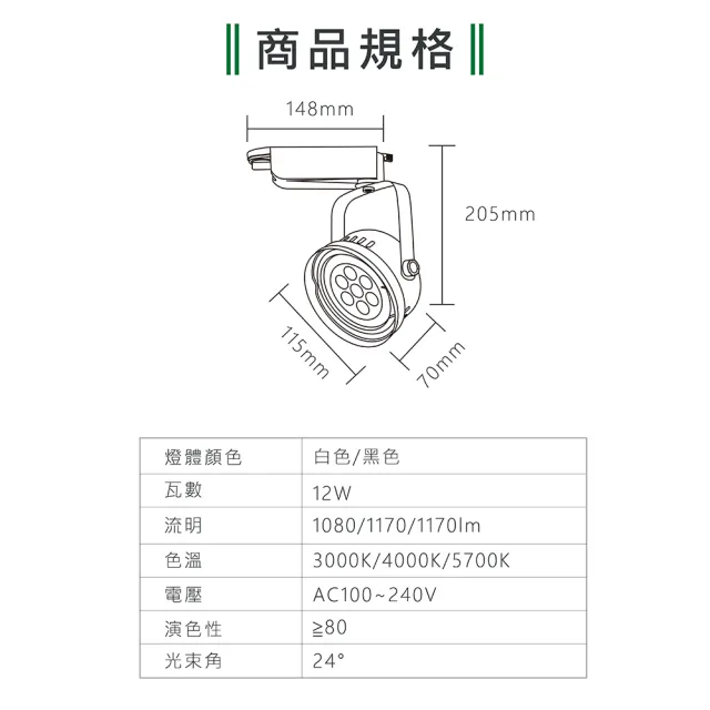 【KAO’S】LED12W、AR111軌道燈高亮度OSRAM晶片2入(MKD-102-12W-2)
