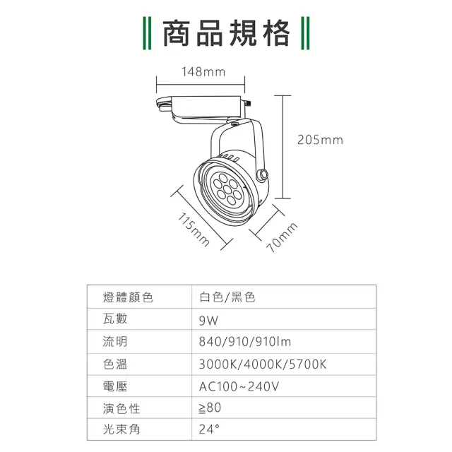 【KAO’S】LED9W、AR111軌道燈高亮度OSRAM晶片6入(MKD-102-9W-6)