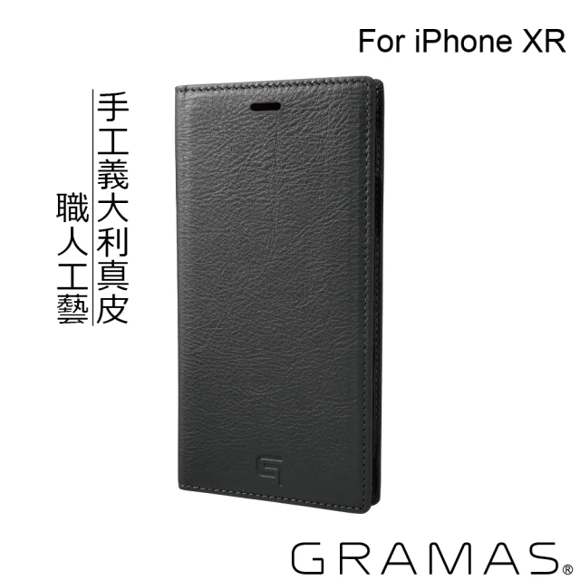 【Gramas】iPhone XR 6.1吋 手工真皮皮套(黑)