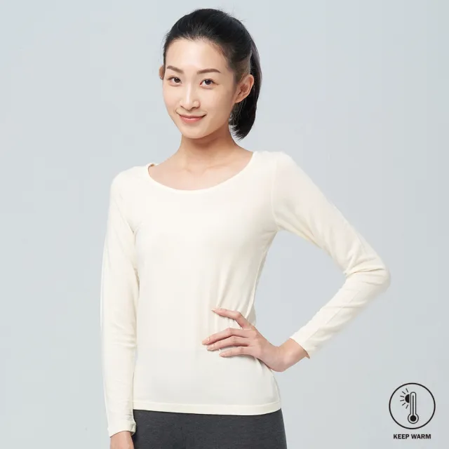 【BATIS 巴帝斯】天絲纖維圓領發熱衣 科技羊毛 10% 女(暖冬衣褲推薦)