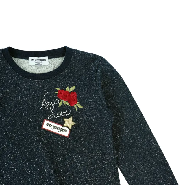 【MCGREGOR 瑪格麗格】棉絨加蔥長版圓領T上衣-女童(186760-繡花圖案)