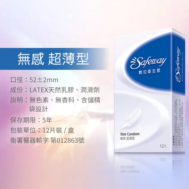【Safeway 數位】水感滑潤型保險套12入/盒(情趣職人)