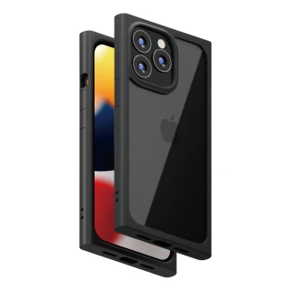 【iJacket】iPhone 13/13 Pro 6.1吋 軍規9H玻璃方邊手機殼(黑色)