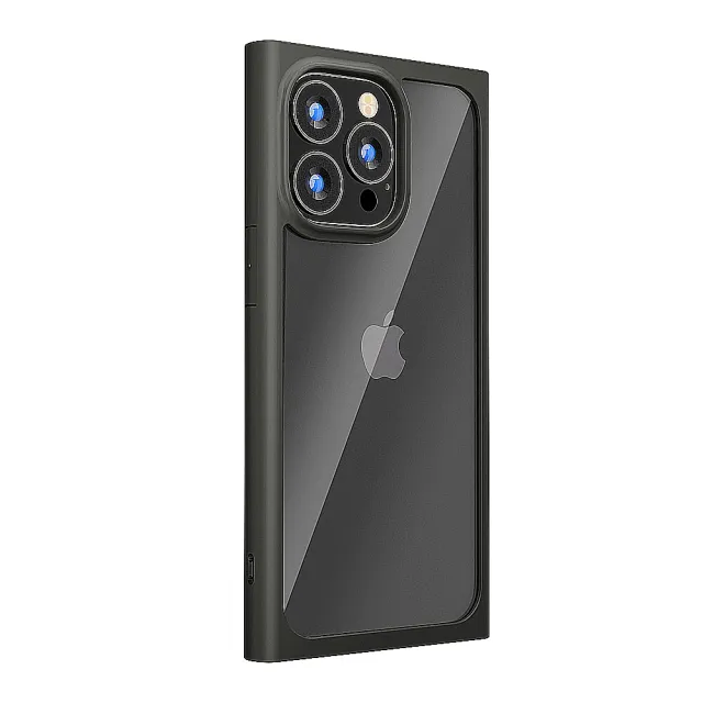 【iJacket】iPhone 13/13 Pro 6.1吋 軍規9H玻璃方邊手機殼(黑色)
