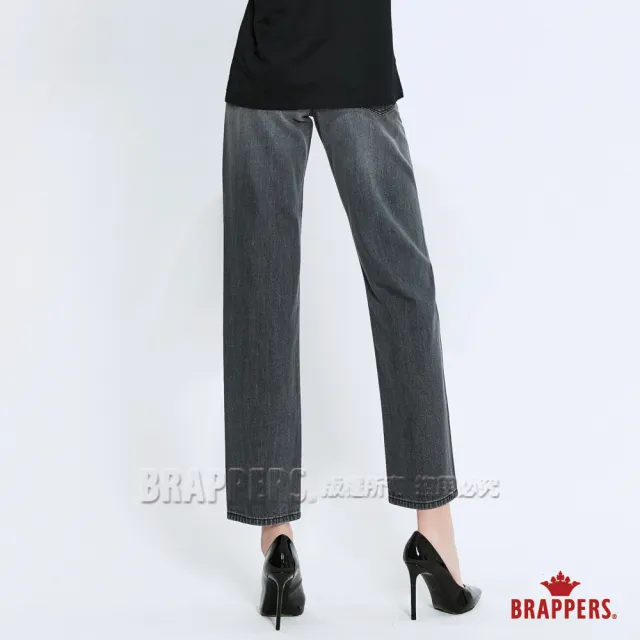 【BRAPPERS】女款 Boy friend系列-高腰全棉中直筒褲(黑灰)