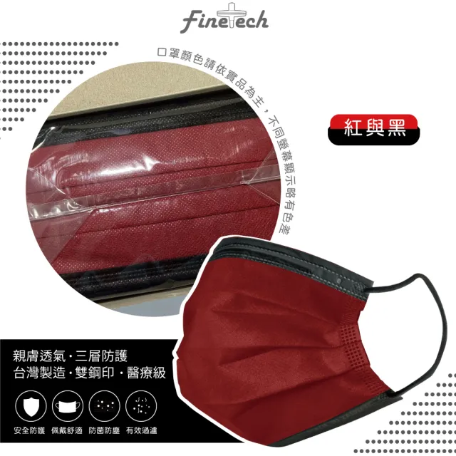 【釩泰Finetech】撞色系列醫用口罩2入組(MD雙鋼印 50入/盒)