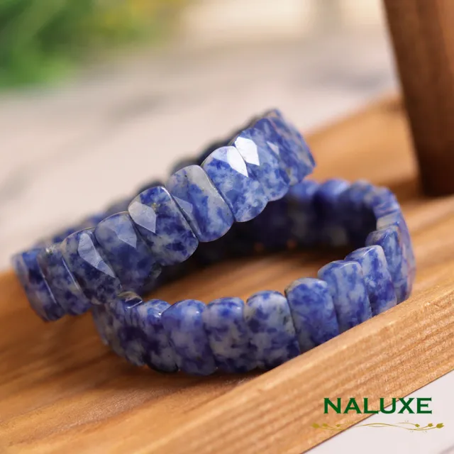 【Naluxe】青花瓷鑽切款藍紋石手鐲型手排(激發靈感、提升溝通能力、天然守護石)