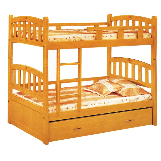 【唯熙傢俱】彼得檜木色3.5尺收納櫃雙層床(臥室 房間組 宿舍床 高架床 雙層床 單人床)