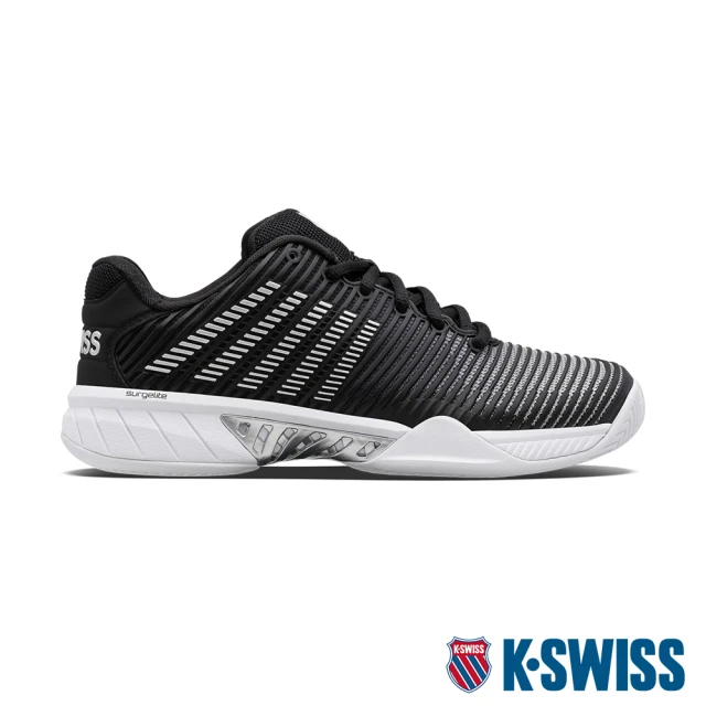 【K-SWISS】透氣輕量網球鞋 Hypercourt Express 2-女-黑/銀(96613-085)