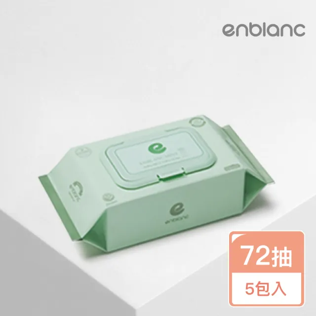 【ENBLANC】銀離子抗菌｜輕柔薄荷｜有蓋大包濕紙巾 - 72抽5包(韓國人氣第一品牌)